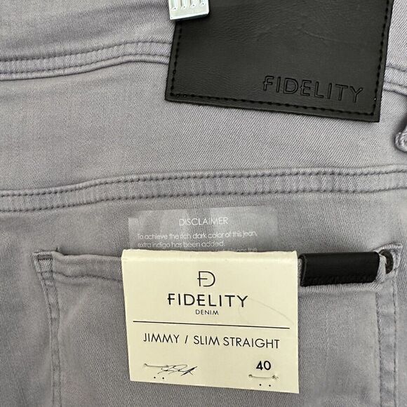 NWT Fidelity Denim Jeans Jimmy Slim Straight Leg Stretch Men Pewter Gray Size 40 - Picture 6 of 8